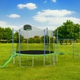 thumbnail image 2 of Syngar 14' Fitness Trampoline with Basketball Hoop, Blue/Green, 2 of 14