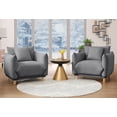 thumbnail image 5 of Oversize Accent Chairs for Living Room,Comfy Towelling Fabric Upholstered Armchair,Mid Century Modern Reading Arm Chair Single Sofa Chair with Solid Wood Legs for Living Room Bedroom Playroom,Gray, 5 of 8