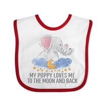Inktastic My Poppy Loves Me to the Moon and Back Elephants in Clouds Boys or Girls Baby Bib