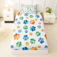 thumbnail image 3 of Homewish Colorful Dog Paw Twin Sheets,Cartoon Pet Themed Bedding,Orange Blue,3 Pieces,1 Fitted Sheet and 1 Pillowcase, 3 of 6