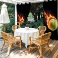 thumbnail image 3 of Outdoor Curtains for Patio Waterproof Flame Tennis Ball Indoor/Outdoor Curtain Tiebacks Sports Black Privacy Curtain Sun Blocking Grommet Drapes for Pergolas Gazebo Porch Balcony 2 Panel 54x108 Inch, 3 of 9