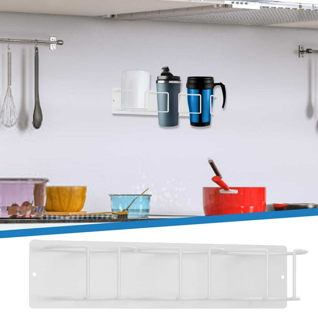 COM1950s Magnetic Cup Rack for Refrigerator, Mug Storage Organizer with Lid Storage, Space Saving Rust-Proof Metal Cup Holder Organizes 40 Cups and 6 Lids, Home Kitchen Organization Accessory