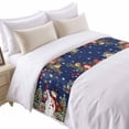 thumbnail image 2 of Bed Runner Scarf for Queen Size Bed, Navy Blue Christmas Beds Scarf Throws for Foot of Bedding, Snowman Xmas Tree Ball Snowflake Winter Decorative Beds Runners for Bedroom Guestroom, 83"x20", 2 of 8