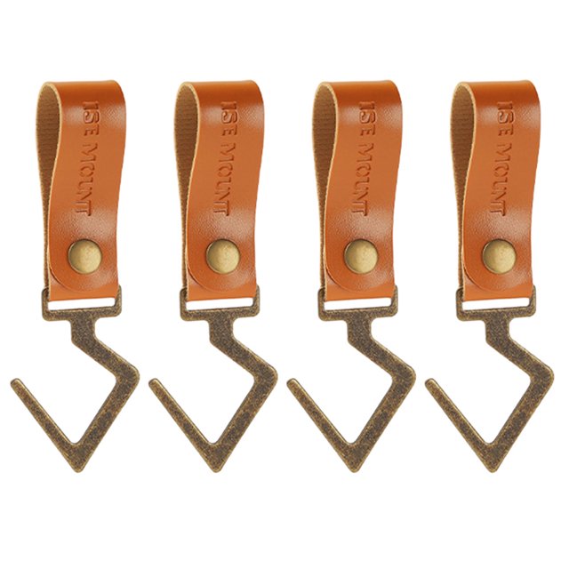 Gancho Metal Cuero para Exteriores Accesorios para Acampar Gancho para Llaves en Forma S Gancho Triangular para Almacenamiento Gancho para Tendedero (marrón 4 Piezas)