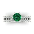 thumbnail image 2 of Clara Pucci 14K White Gold 1.66 Simulated Emerald Engraveable Engagement Ring + Wedding Band Set, 2 of 7