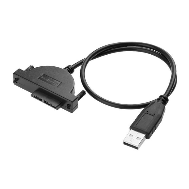 Famelof Câble Adaptateur USB 2.0 vers Mini SATA 7+6 13 Broches pour  Ordinateur Portable CD/DVD 