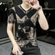 thumbnail image 3 of Camisetas para hombre, camisetas ajustadas con estampado de ropa de calle, camiseta con cuello en V, camiseta gráfica de verano para hombre, ropa de gimnasio Kpop O barata al por mayor original, 3 of 5