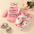thumbnail image 4 of Baby Girls 3Pcs Fall Outfits Long Sleeve Lace Ruffle Romper + Pants + Headband Set Infant Clothes, 4 of 7