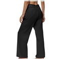 thumbnail image 4 of VEKDONE Pantalon Long en Coton et Lin pour Femmes Noir P, 4 of 8