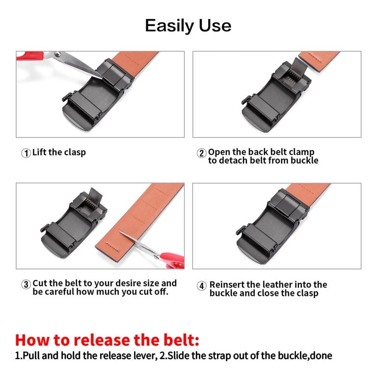 SENDEFN Men's Leather Ratchet Belt, Adjustable photo 2