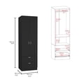 thumbnail image 4 of Newboti Furniture Vico 76" High Armoire Wardrove Closet With 2 Drawers, Double Door Cabinet, One Shelf And Hanging Rod, Bedroom Clothes Storage Cabinet Organizer88837, 4 of 9