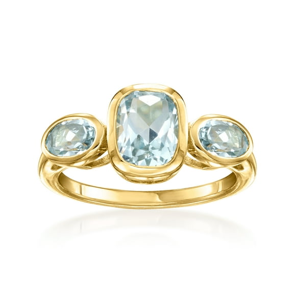 Ross-Simons 2.60 ct. t.w. Sky Blue Topaz 3-Stone Ring in 18kt Gold Over Sterling, Women's, Adult