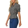 thumbnail image 4 of INSPIRE CHIC Women's Floral Print Summer Ruffle Neck Short Sleeve Peplum Top, 4 of 5