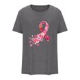 thumbnail image 5 of Honeeladyy Breast Cancer Awareness Shirts Women Pink Ribbon T-Shirts Cancer Fighter Leopard Heart Graphic Tee Short Sleeve Tops #Xm-Gray-XL, 5 of 5
