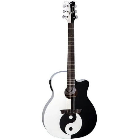Dean 6 String Michael Schenker Performer Yin Yang Acoustic Guitar - Black/White