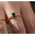 thumbnail image 3 of Jewelerix Emerald Cut Green Gemstone Ring in 10K Gold Vermeil with Dainty Pave Band, Elegant Engagement Promise or Anniversary Jewelry Gift for Her, 3 of 7