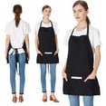 thumbnail image 4 of 2 Pack 3 Pockets Adjustable Bib Apron Chef Kitchen Cooking Aprons for Women Men, Black, 4 of 4