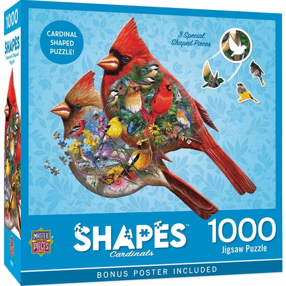 MasterPieces Contours Cardinals 1000 Piece Shaped Jigsaw Puzzle for Adults - Colorful Summer Design