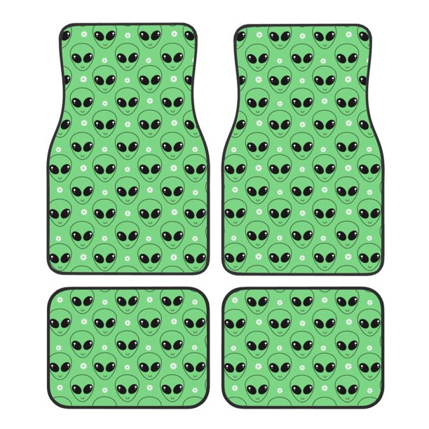 Fotbe alien cartoons Juego de 4 Tapetes para Auto con Estampado – Alfombrillas de Goma Reforzada, Diseño Antideslizante, Protección para Todo el Año – Vehículos, Autos, Camionetas y SUVs