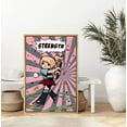 thumbnail image 2 of PixonSign Framed Wall Art Print Set Strength Comic Book Manga Girl Inspirational Motivation Drawings Pop Art Glam Portrait Fun Multicolor Ultra for Living Room, Bedroom, Office - 16"x24" Natural, 2 of 5