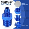 thumbnail image 3 of 2 Pack 4AN Male Flare to 3/8" NPT Pipe Fitting, Aluminum Straight Male Union Coupler Connector Fuel Hose Adapter for Automotive, Blue, 3 of 7
