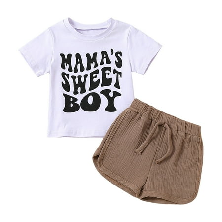 

Baby Set Girls Boys Short Sleeve Letter Prints T Shirt Tops Short Pants Outfits Shirt Teen
