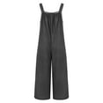 thumbnail image 6 of Breezora Women's Boho Floral Wide Leg Jumpsuit Casual Pleated Overalls with Pockets Summer Comfort Romper L Size Black, 6 of 9