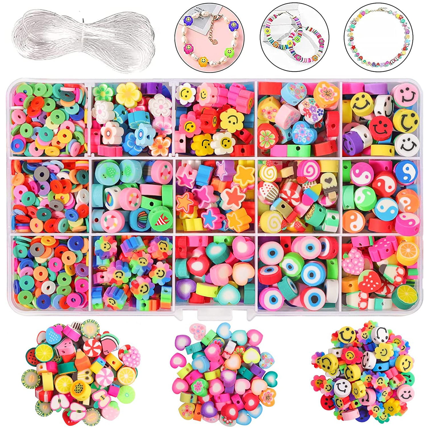Schsin 6mm DIY Mini Beads Kit Clay Beads with Elastic String DIY Jewelry Making Set, Adult Unisex, Size: One Size
