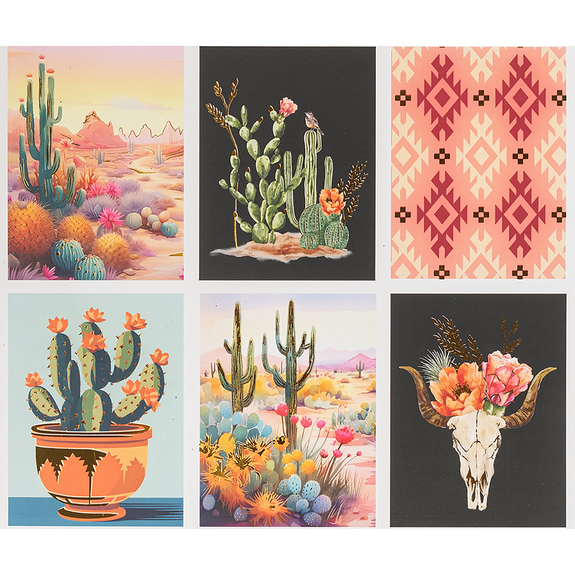 Brea Reese: Scratch Art Paper Pad - Cactus - 6 Landscape Designs, Guided Art, Metallic Accents, Dual-Tip Stylus & Brush, 9x12" Pages, Adult Craft
