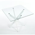 thumbnail image 4 of GZXS Modern Tempered Glass Kitchen Table with Sturdy Metal Cross Base, 35.4" Square Dining Table, Easy to Assemble and Clean (White), 4 of 7