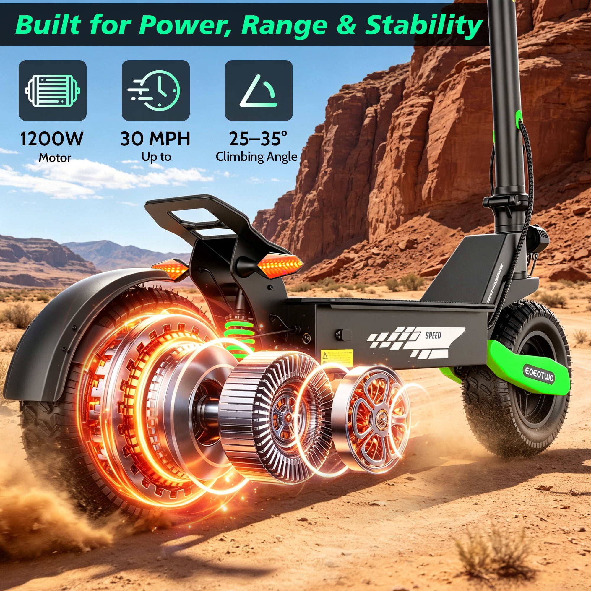 EOEOTWO 1200W Electric Scooter for Adults, 30MPH Fast Off Road E-Scooter, 25 Miles Long Range, 11" All-Terrain Tires, UL 2272 Certified, 330lbs Heavy Duty Load, Foldable Commuter Scooter