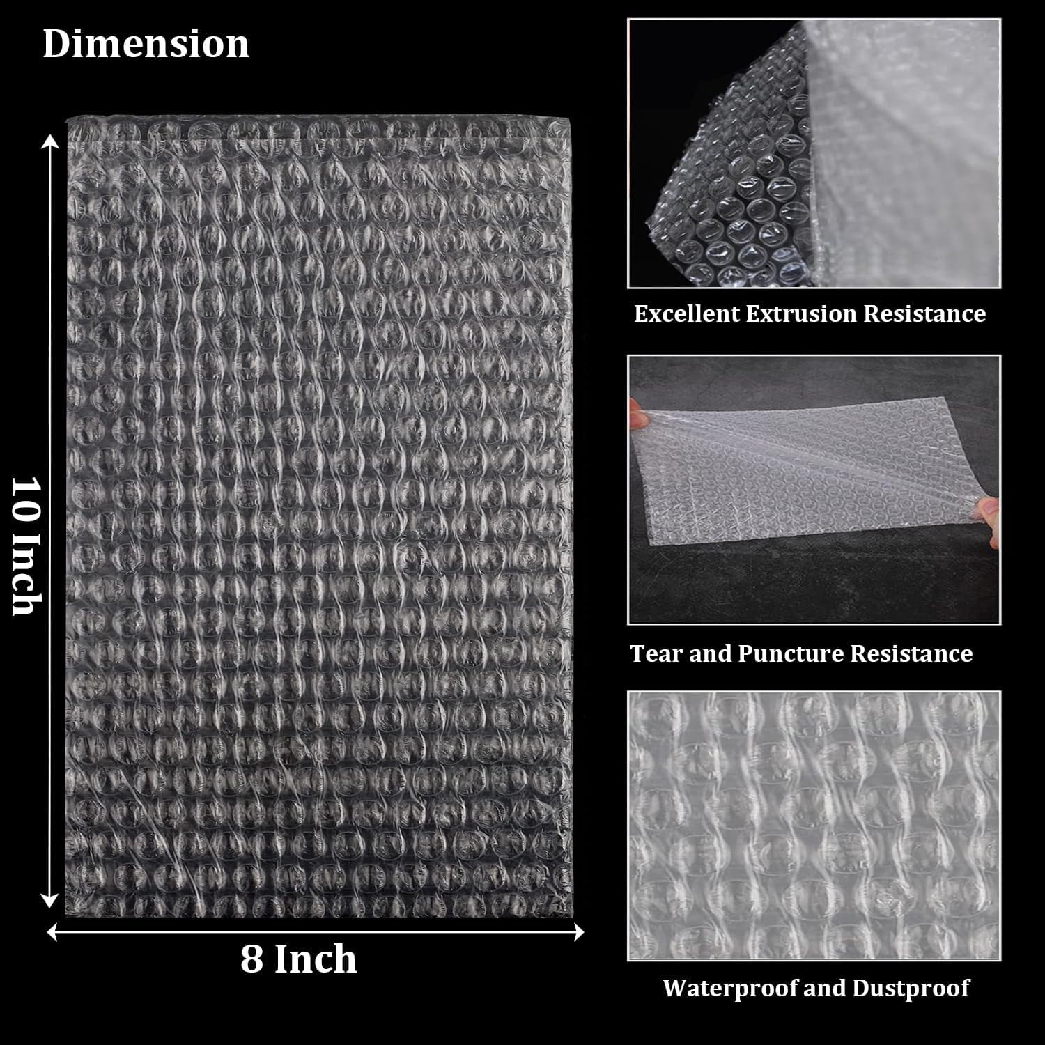 Bubble Cushion Wrap Pouches, 8x10 Inches Bubble Out Bag, Double Walled Cushioning Bags Thickening Shockproof Foam Bags for Shipping, Storage, and Moving - 50pcs