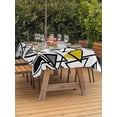 thumbnail image 3 of Outdoor Tablecloth with Umbrella Hole for Patio/Picnic/Party/Camping, Yellow Black Geometric Waterproof Table Cloth Rectangle Table Cover Washable, Abstract Art Modern Line (60"x 120"), 3 of 8
