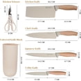 thumbnail image 2 of Terravoltz Kitchen Knife Set, 6-Pieces Super Sharp Knife Block Set for Kitchen, Non-Stick Stainless Steel Chef Set with Universal Knife Block Khaki, 2 of 6