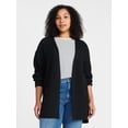 thumbnail image 2 of Time and Tru Women's Open Front Cardigan Sweater with Long Sleeves, Sizes XS-XXXL, 2 of 6