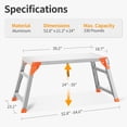 thumbnail image 2 of Multifunctional & Adjustable Work Platform with 330 lbs Capacity, 24 to 35 inches Step Ladder, Aluminum Folding Scaffolding Ladder, Heavy Duty Portable Bench Ladder Stool with Non-Slip Feet, 2 of 9