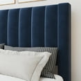thumbnail image 3 of Amolife Full Size Platform Bed Frame with Upholstered Velvet Channel Headboard, Dark Blue, 3 of 10
