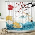thumbnail image 5 of SUNOLIFE Japanese Shower Curtain,Chinese Mountain Waterproof Fabric Bathroom Curtain with Hooks,60x72 in, 5 of 5