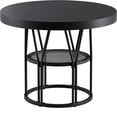 thumbnail image 1 of Table à Manger Ronde de 47 Pouces Gain de Place pour 4 à 6 – Table de Cuisine Industrielle Moderne avec Tablette de Rangement – Cadre en Métal Robuste – Idéale pour Salle à Manger, Appartement, Bureau – Grain de Bois Noir, 1 of 8