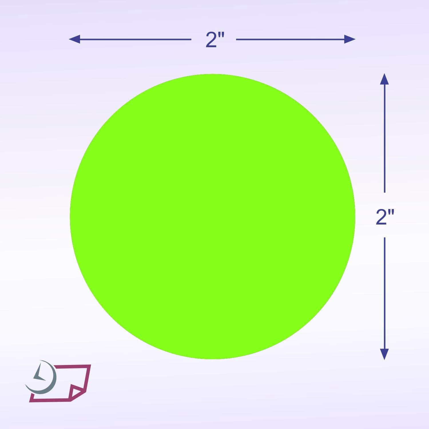 Blank Color Coding Stickers, Writable Surface  500 Permanent Labels per Roll Green Fluorescent, 2" Circle