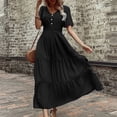 thumbnail image 4 of GaThRRgYP Womens Short Dresses Deals,Women's New Fashion Irregular Collar Button Long Sleeve Dresses Black M, 4 of 9