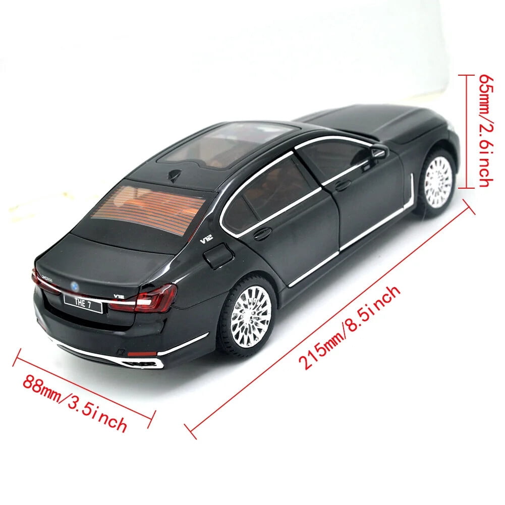 1:24 scale BMW 7 Series 760li alloy die-cast car model with opening doors, lights, sound and spring-back function. Boys' toy car, children's birthday gift.