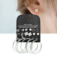 thumbnail image 2 of Opolski 9 Pairs Earring Rhinestone Inlaid Jewelry Gift Alloy Stud Hoop Earrings Set for Dating, 2 of 8