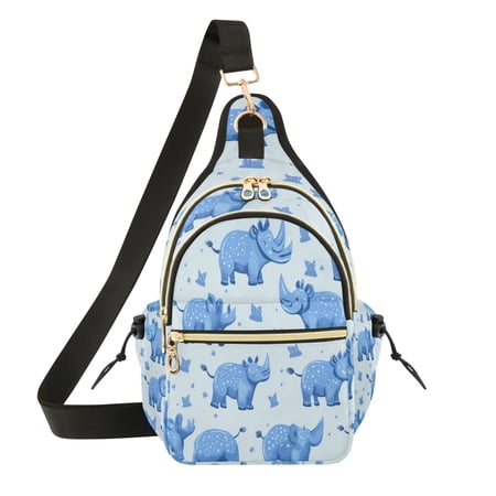 Crossbody Sling Bag for Women Shoulder Purse Trendy Daypack with Adjustable Strap Blue Rhinoceros