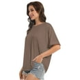 thumbnail image 7 of Women Oversized T-Shirt Round Neck Pull On T-Shirt Basic Casual Loose Fit Workout Tops, 7 of 7