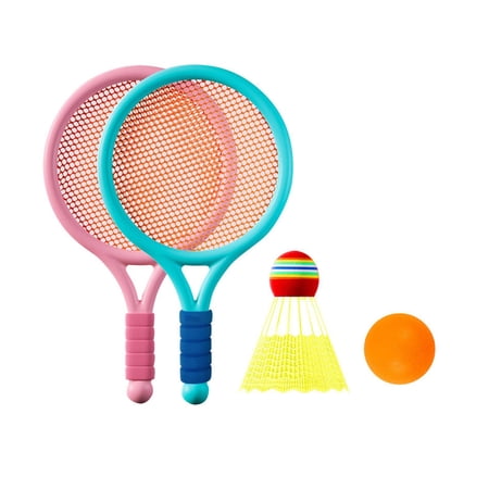 Fzaqwen Children Badminton Tennis Set Badminton Racket Parent Child Interactive Toy Kids Blue and Pink