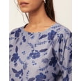 thumbnail image 6 of Moomaya Printed Blouson Top, Long Bell Sleeves Round Neck, Casual Crop Tops, 6 of 9