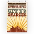 thumbnail image 2 of Pittsburgh, Pennsylvania, Skyline and Sunburst Screenprint Style (36x54 Giclee Gallery Art Print, Vivid Textured Wall Decor), 2 of 3