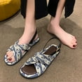 thumbnail image 6 of Utoimkio Platform Sandals for Women Women's Calico Strap Flat Beach Sandals, 6 of 7