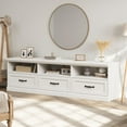 thumbnail image 7 of TV Stand for 65/70/75 in TV, Entertainment Center with Storage Drawer, Mid-Century Modern TV Console with Open Shelves, 70 in Media TV Cabinet for Living Room, Bedroom, Vintage White, 7 of 7